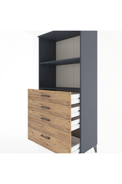Hyperion Dolap 2 Raflı 4 Çekmeceli 88x44x182 Antrasit-Çam