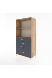 Hyperion Dolap 2 Raflı 4 Çekmeceli 88x44x182 Çam-Antrasit