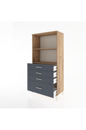 Hyperion Dolap 2 Raflı 4 Çekmeceli 88x44x182 Çam-Antrasit