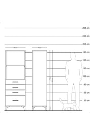 Hyperion Dolap 2 Raflı 4 Çekmeceli 88x44x182 Çam-Antrasit
