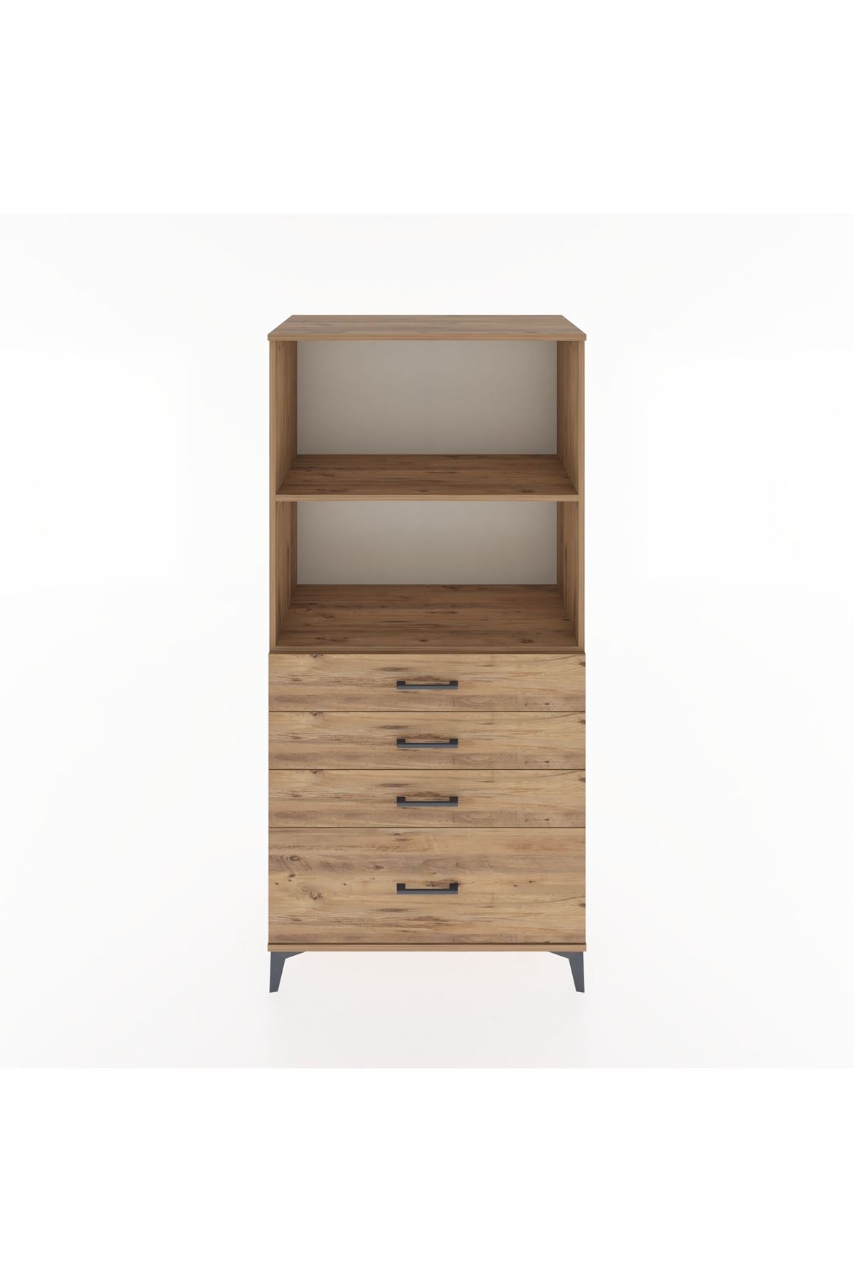 Hyperion Dolap 2 Raflı 4 Çekmeceli 88x44x182 Çam-Çam