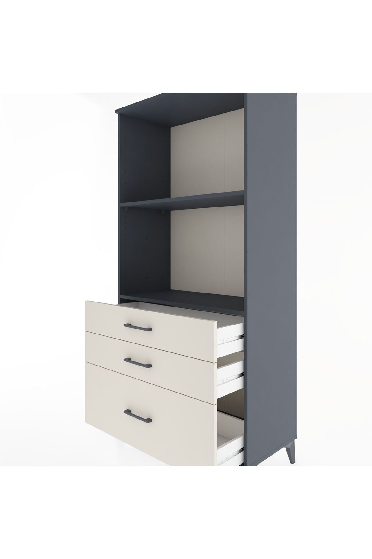 Hyperion Dolap 2 Raflı 3 Çekmeceli 88x44x182 Antrasit-Aytaşı