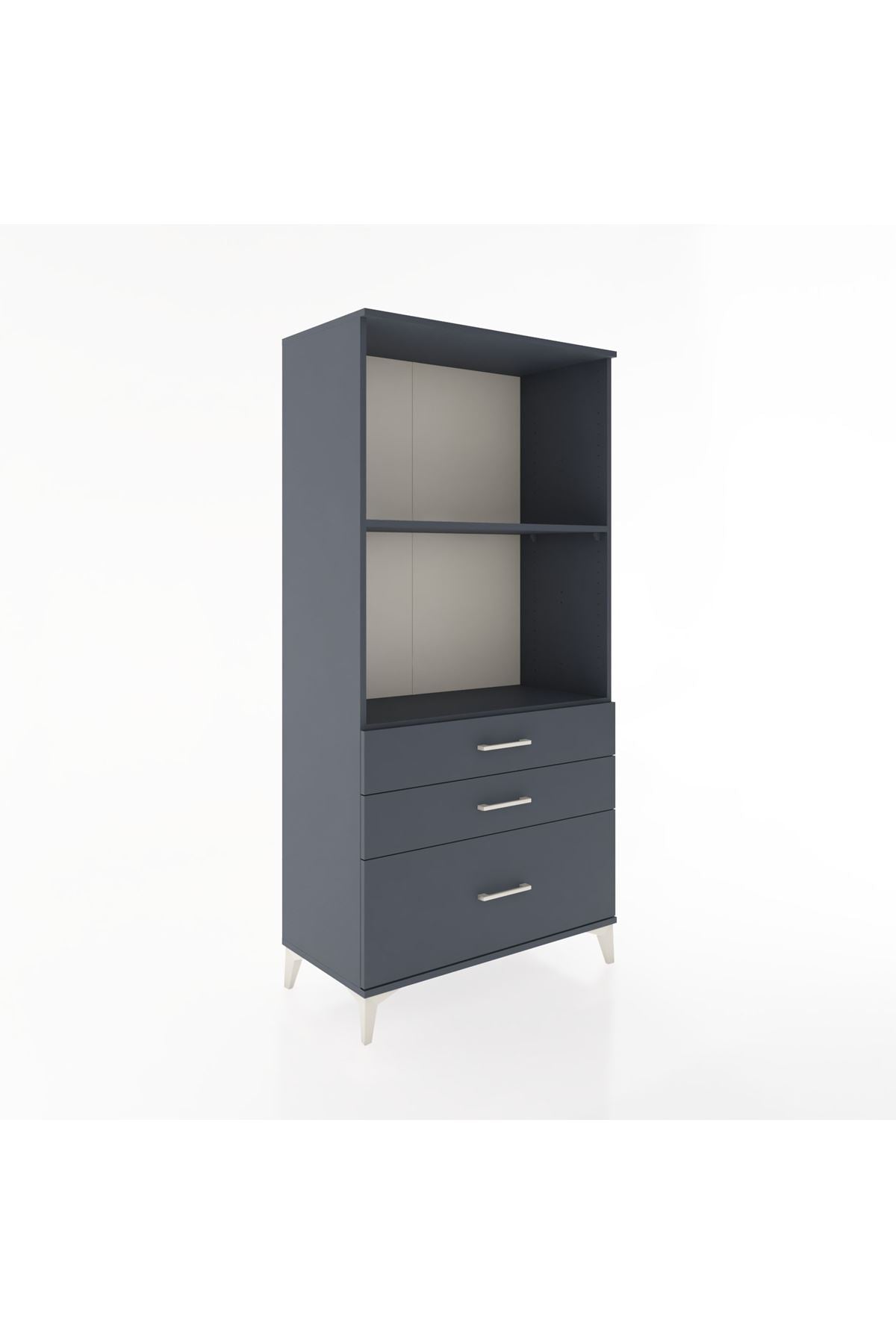 Hyperion Dolap 2 Raflı 3 Çekmeceli 88x44x182 Antrasit-Antrasit