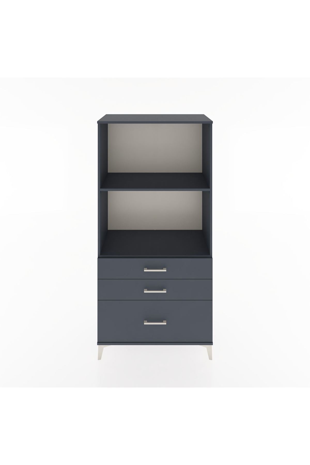 Hyperion Dolap 2 Raflı 3 Çekmeceli 88x44x182 Antrasit-Antrasit