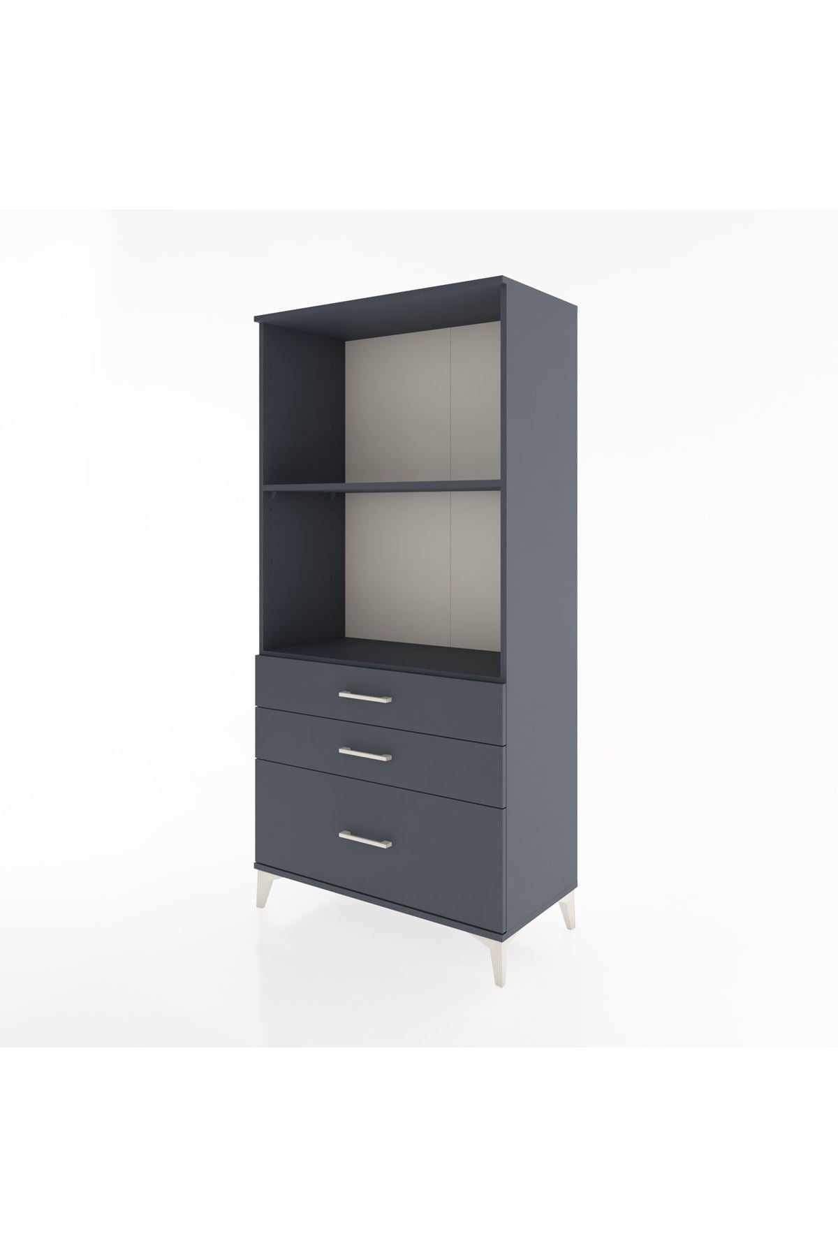 Hyperion Dolap 2 Raflı 3 Çekmeceli 88x44x182 Antrasit-Antrasit