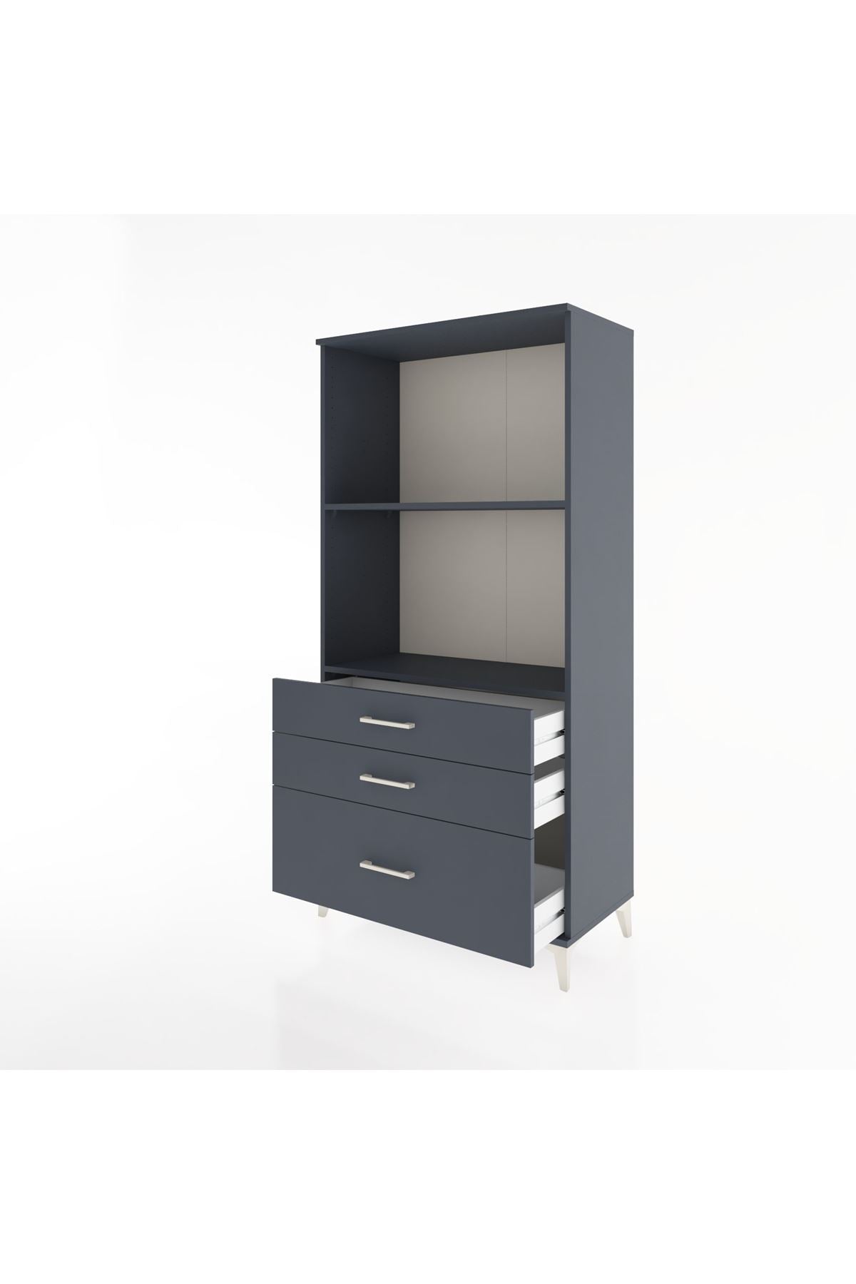 Hyperion Dolap 2 Raflı 3 Çekmeceli 88x44x182 Antrasit-Antrasit