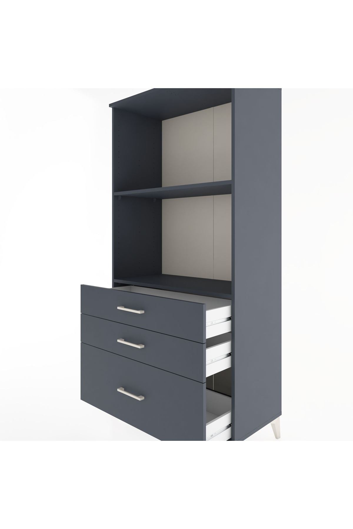 Hyperion Dolap 2 Raflı 3 Çekmeceli 88x44x182 Antrasit-Antrasit