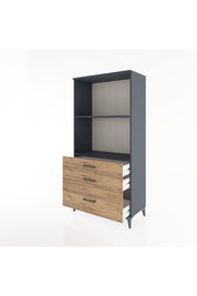 Hyperion Dolap 2 Raflı 3 Çekmeceli 88x44x182 Antrasit-Çam