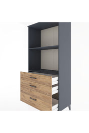 Hyperion Dolap 2 Raflı 3 Çekmeceli 88x44x182 Antrasit-Çam