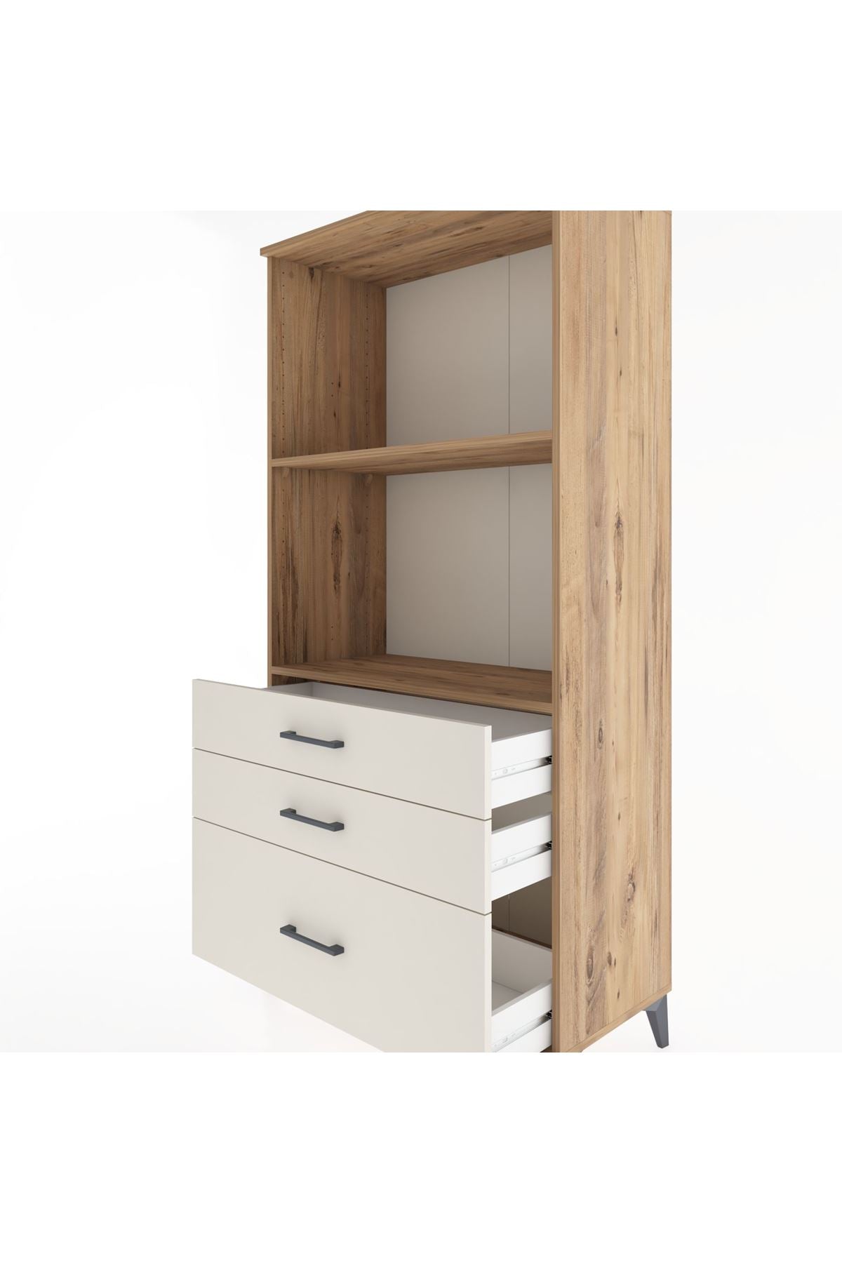 Hyperion Dolap 2 Raflı 3 Çekmeceli 88x44x182 Çam-Aytaşı