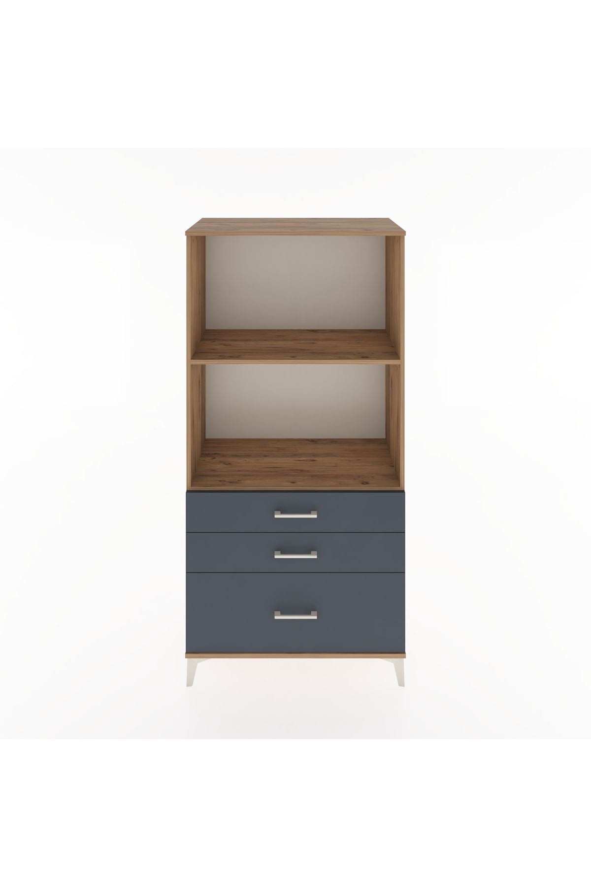 Hyperion Dolap 2 Raflı 3 Çekmeceli 88x44x182 Çam-Antrasit