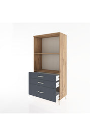 Hyperion Dolap 2 Raflı 3 Çekmeceli 88x44x182 Çam-Antrasit