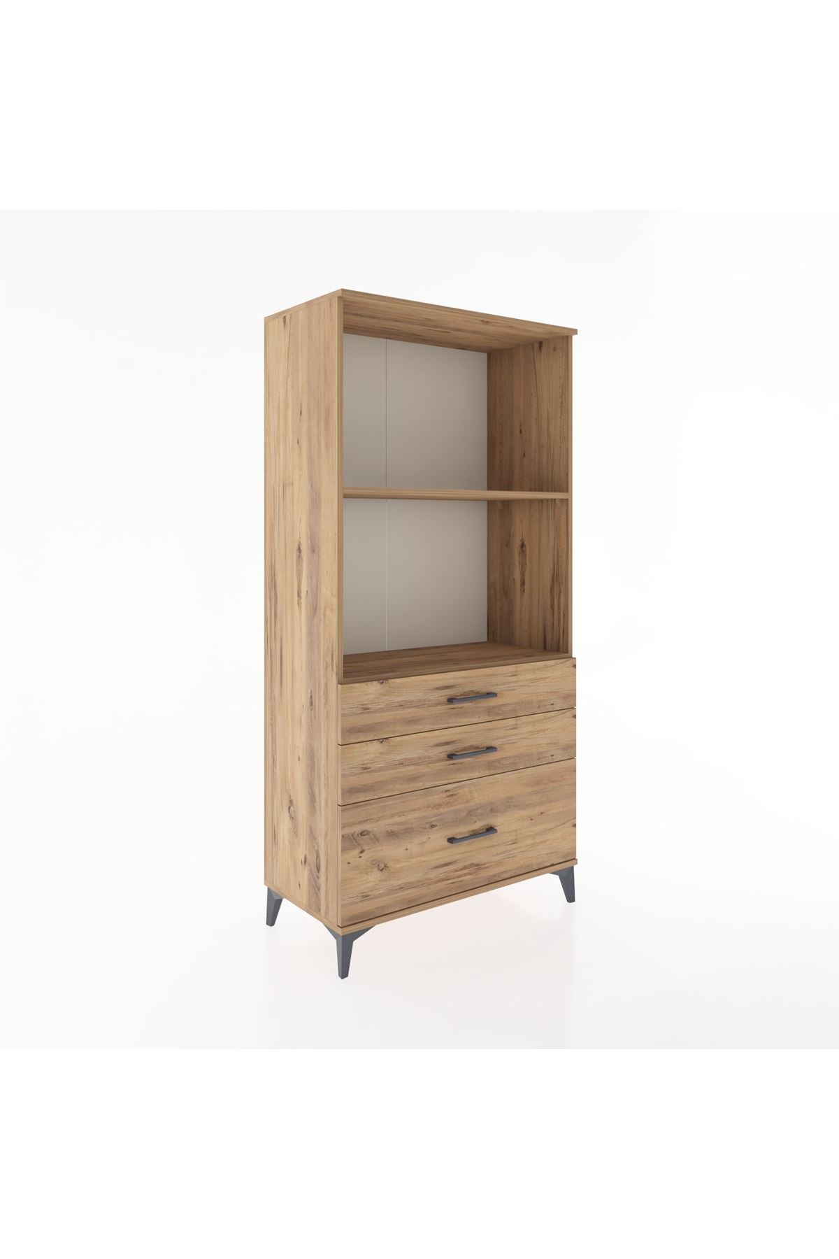 Hyperion Dolap 2 Raflı 3 Çekmeceli 88x44x182 Çam-Çam