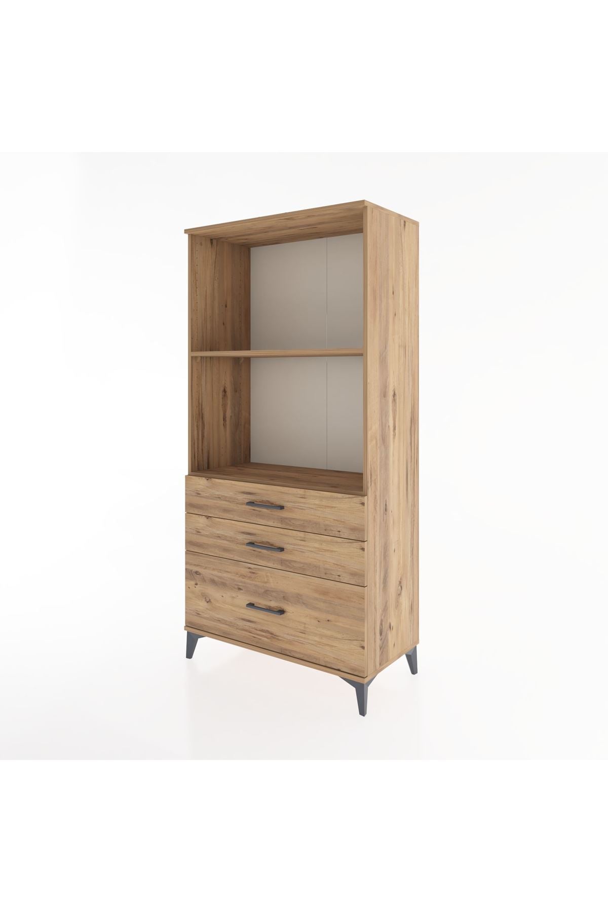 Hyperion Dolap 2 Raflı 3 Çekmeceli 88x44x182 Çam-Çam