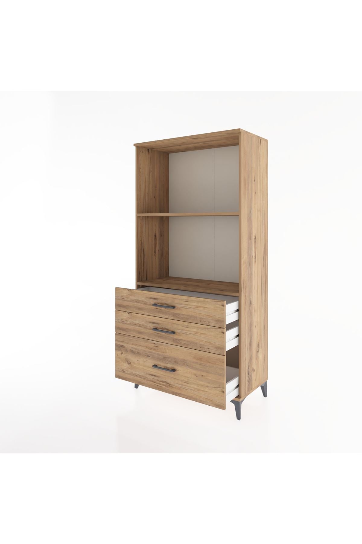 Hyperion Dolap 2 Raflı 3 Çekmeceli 88x44x182 Çam-Çam