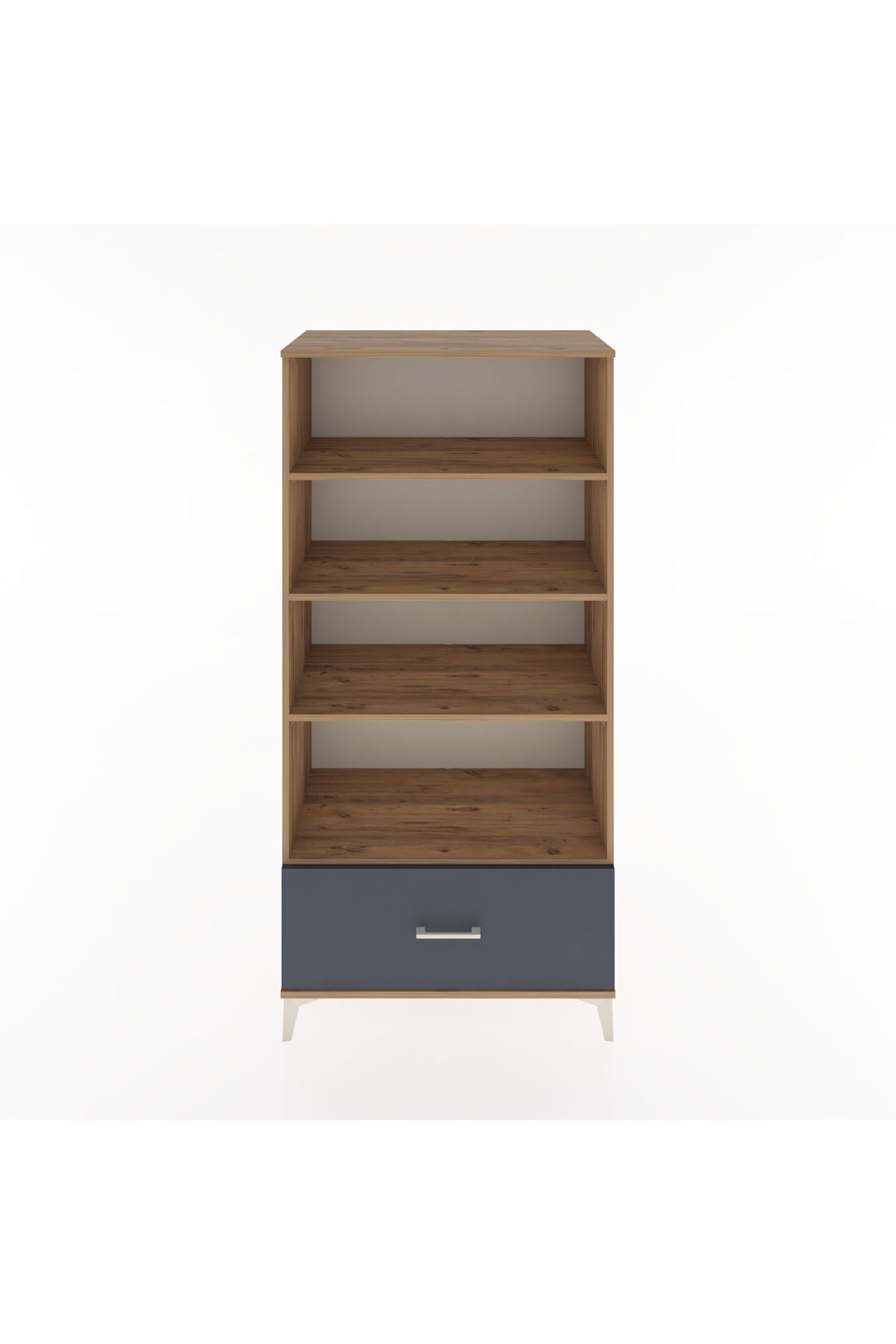 Hyperion Dolap 4 Raflı Tek Çekmeceli 88x44x182 Çam-Antrasit