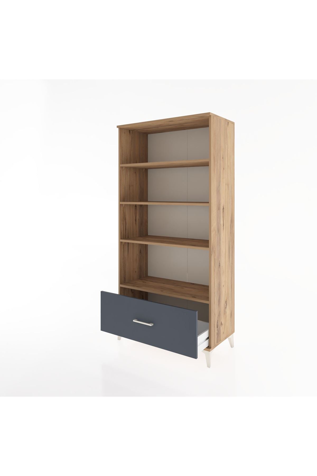 Hyperion Dolap 4 Raflı Tek Çekmeceli 88x44x182 Çam-Antrasit