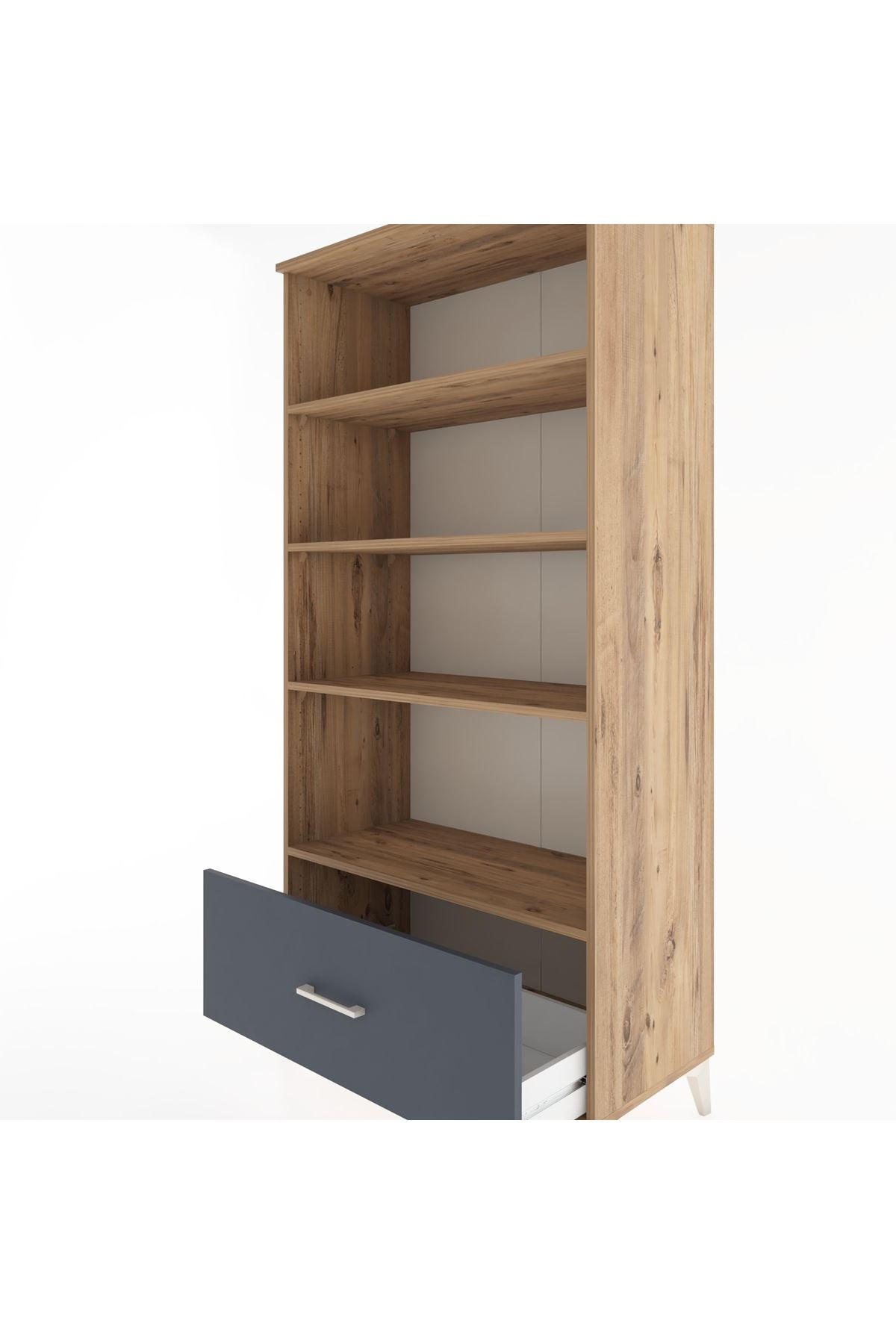 Hyperion Dolap 4 Raflı Tek Çekmeceli 88x44x182 Çam-Antrasit