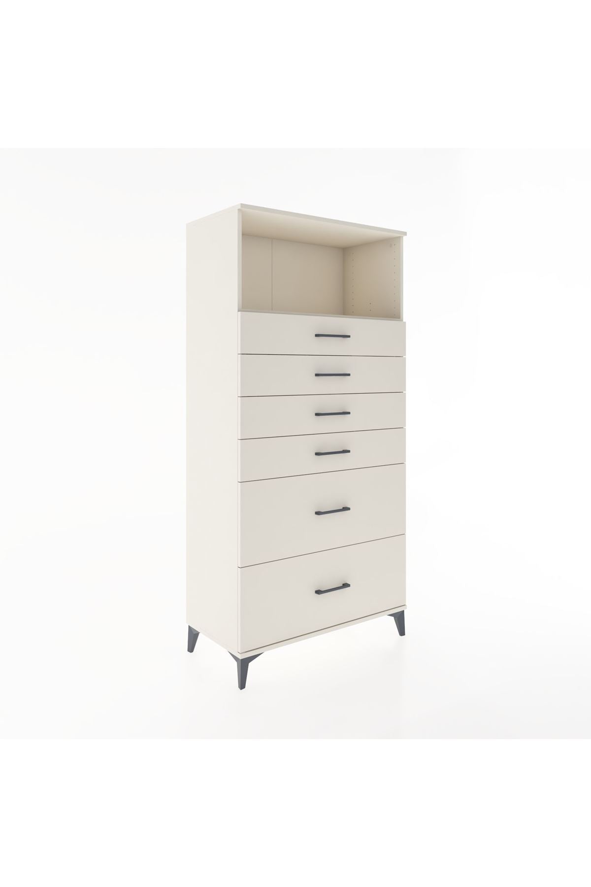 Hyperion Dolap Tek Raflı 6 Çekmeceli 88x44x182 - S57M045V1B
