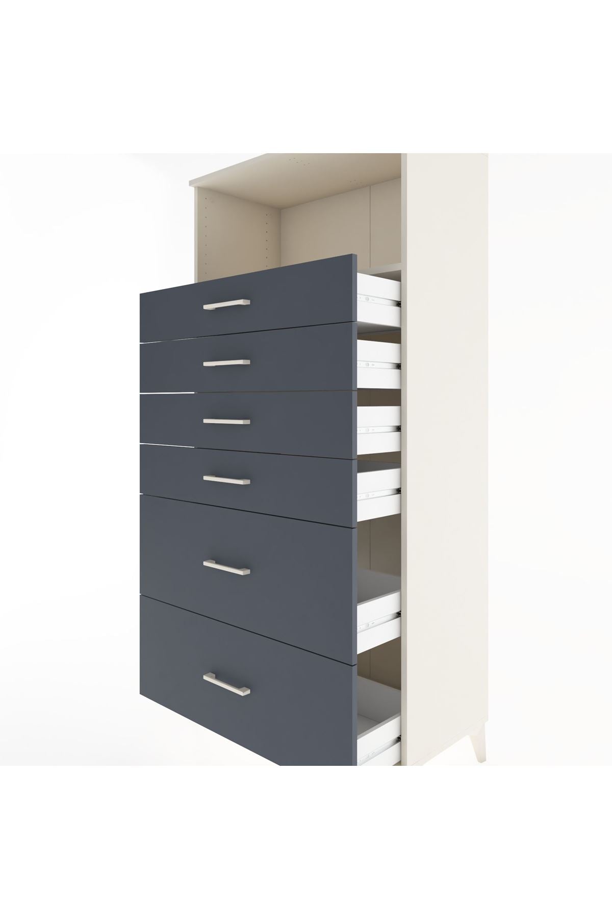 Hyperion Dolap Tek Raflı 6 Çekmeceli 88x44x182 - S57M045V2B