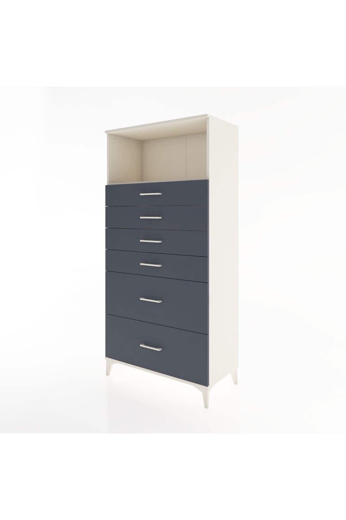 Hyperion Dolap Tek Raflı 6 Çekmeceli 88x44x182 - S57M045V2B