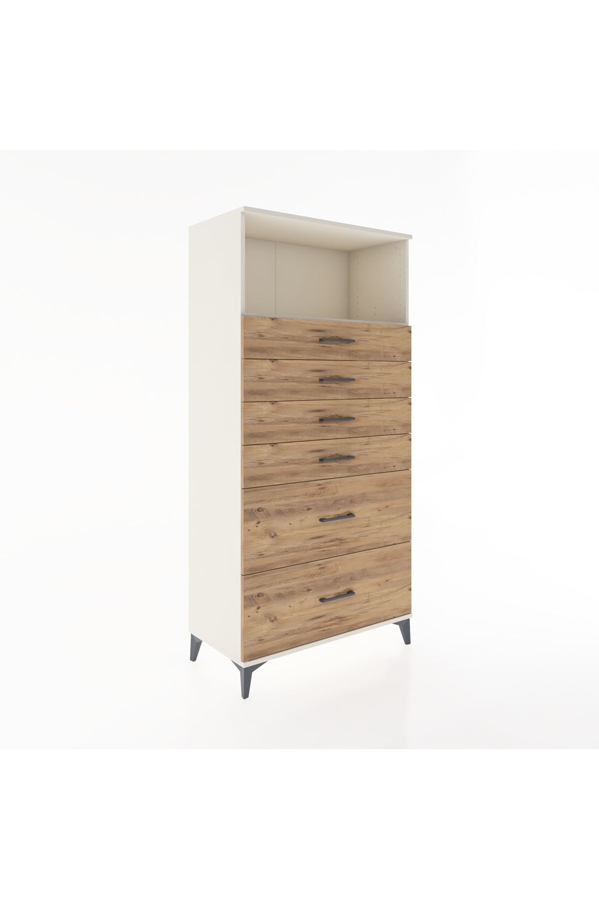 Hyperion Dolap Tek Raflı 6 Çekmeceli 88x44x182 - S57M045V3B