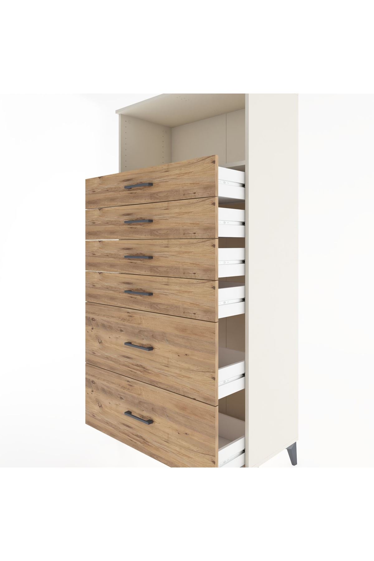 Hyperion Dolap Tek Raflı 6 Çekmeceli 88x44x182 - S57M045V3B