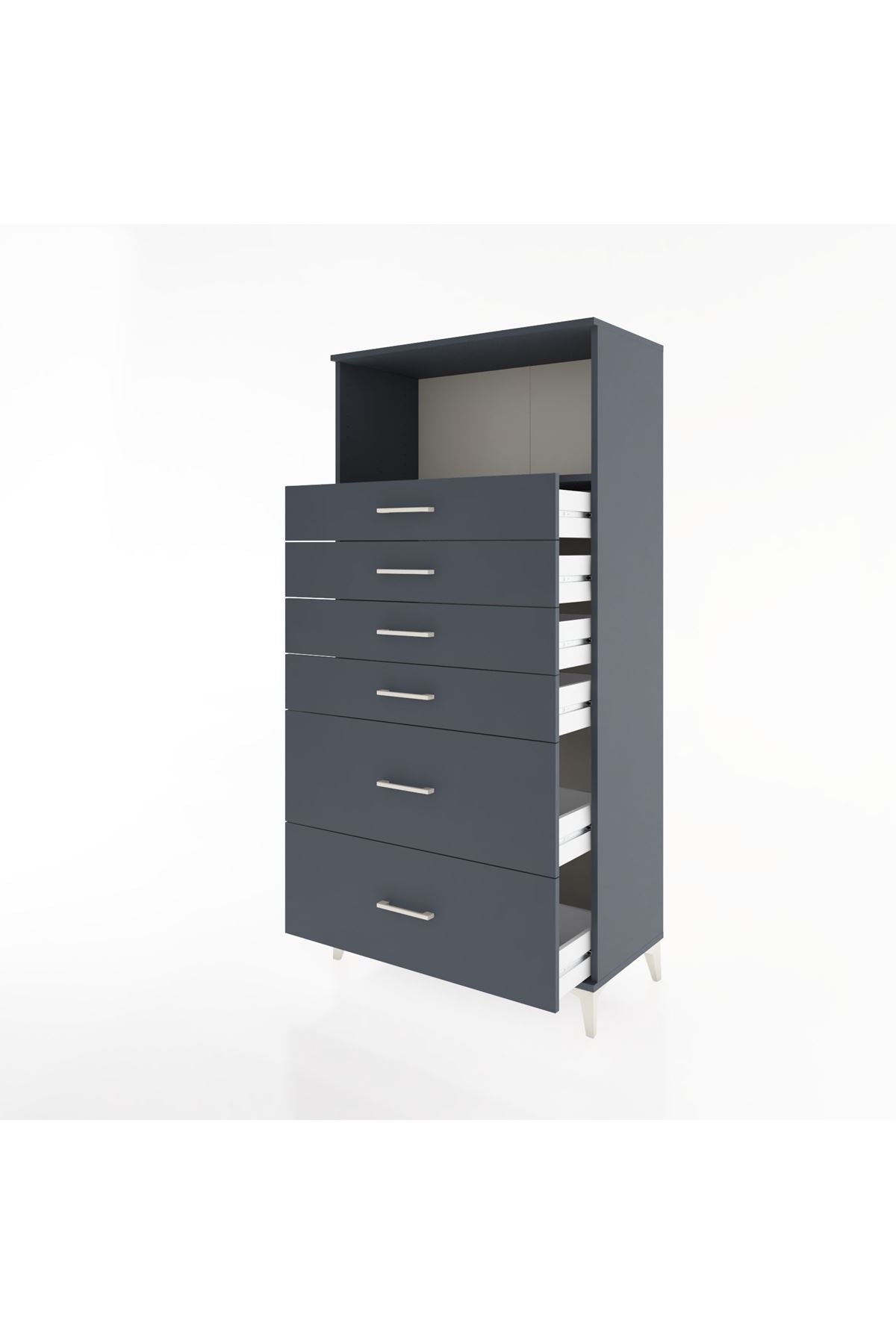 Hyperion Dolap Tek Raflı 6 Çekmeceli 88x44x182 - S57M045V5B