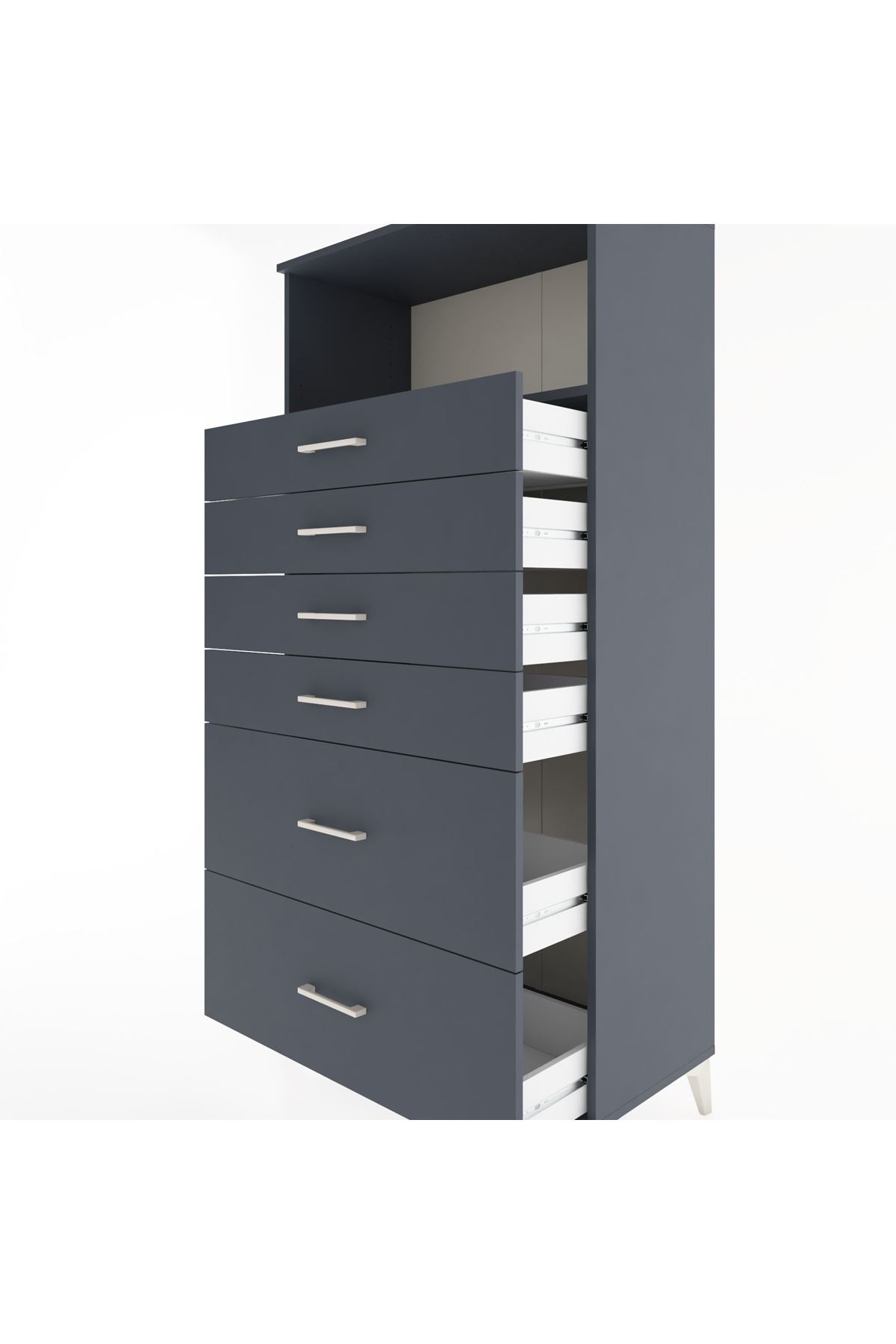 Hyperion Dolap Tek Raflı 6 Çekmeceli 88x44x182 - S57M045V5B