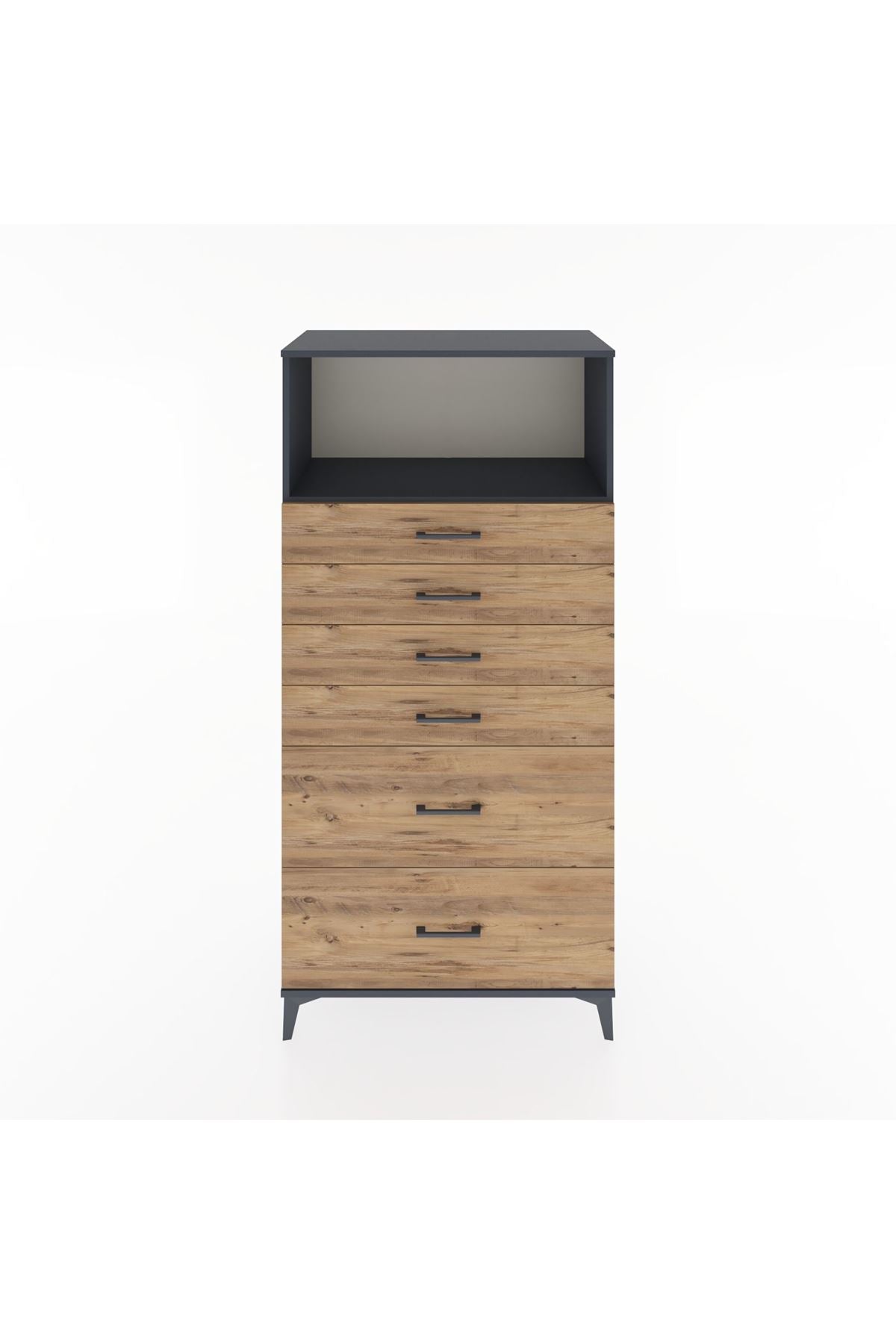 Hyperion Dolap Tek Raflı 6 Çekmeceli 88x44x182 - S57M045V6B