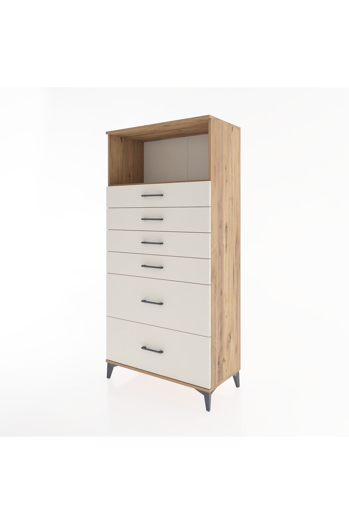 Hyperion Dolap Tek Raflı 6 Çekmeceli 88x44x182 - S57M045V7B
