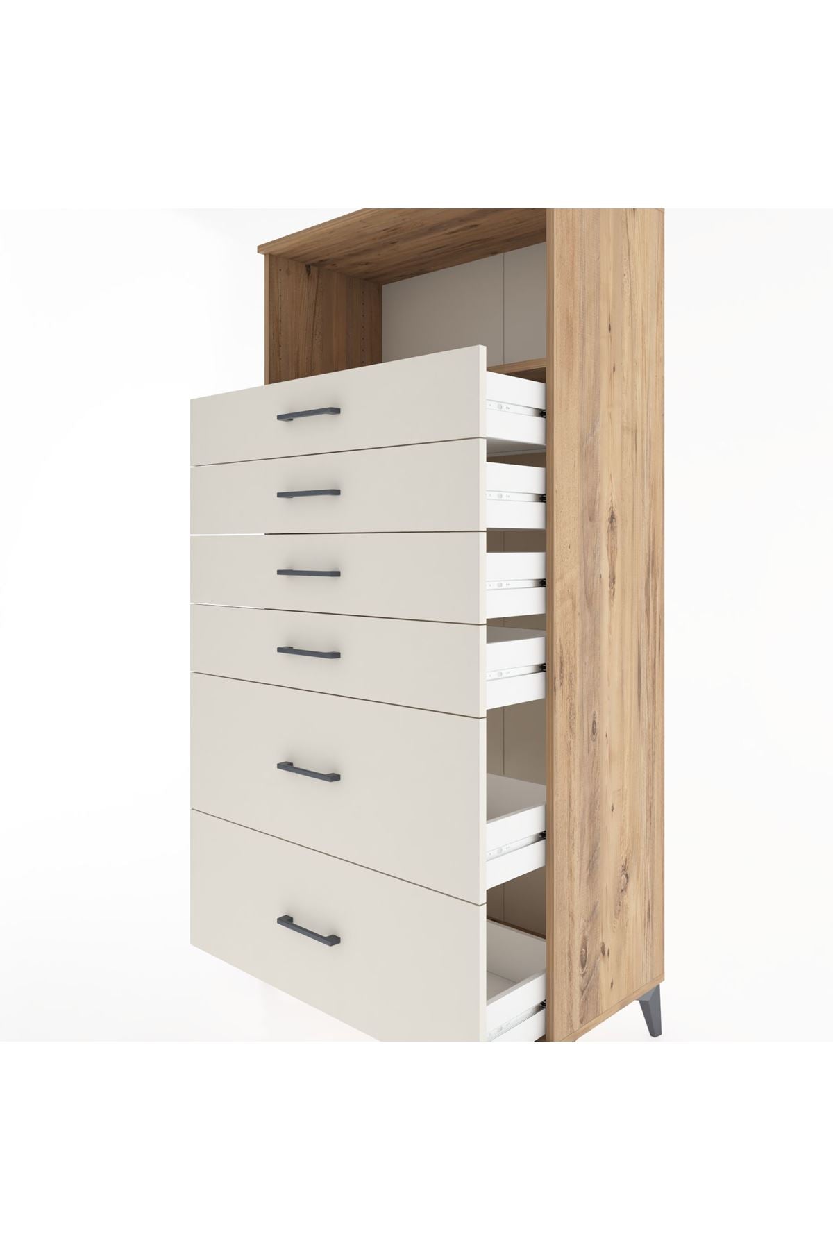 Hyperion Dolap Tek Raflı 6 Çekmeceli 88x44x182 - S57M045V7B