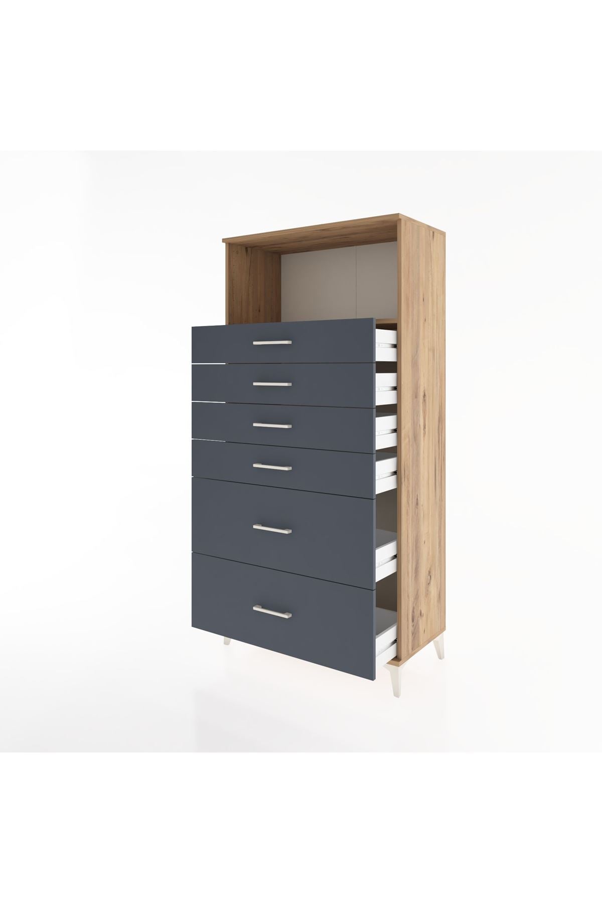 Hyperion Dolap Tek Raflı 6 Çekmeceli 88x44x182 - S57M045V8B