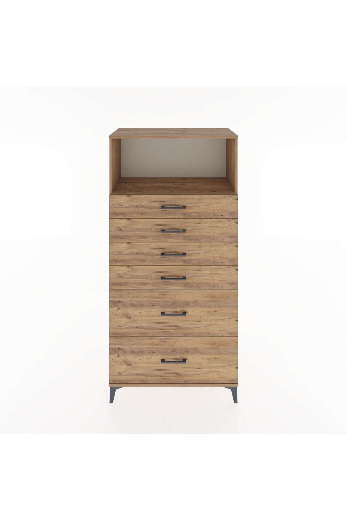 Hyperion Dolap Tek Raflı 6 Çekmeceli 88x44x182 - S57M045V9B