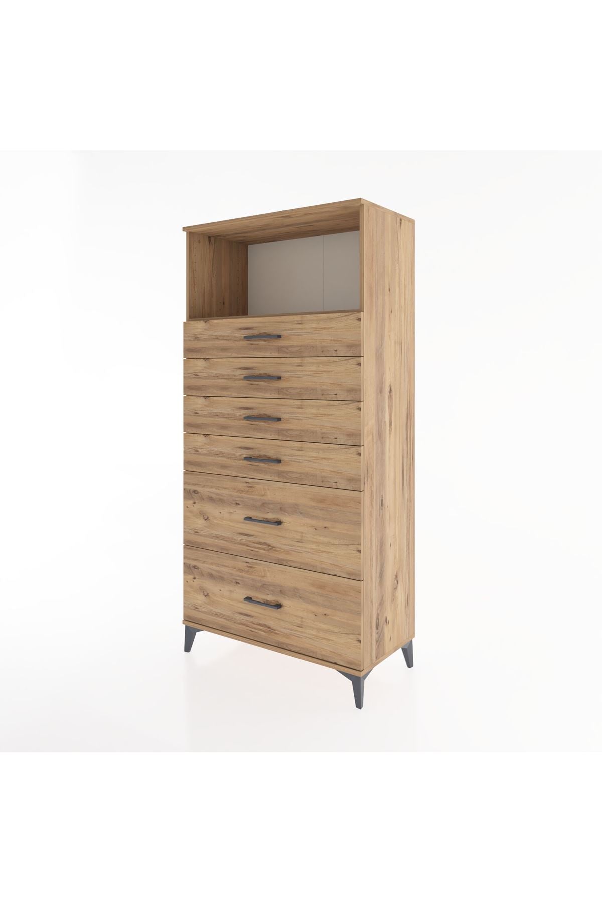 Hyperion Dolap Tek Raflı 6 Çekmeceli 88x44x182 - S57M045V9B