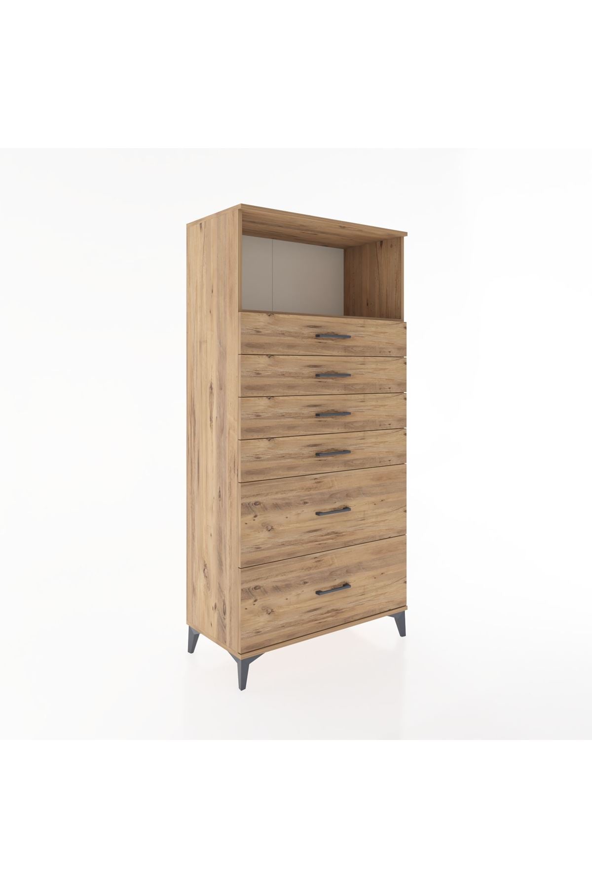 Hyperion Dolap Tek Raflı 6 Çekmeceli 88x44x182 - S57M045V9B