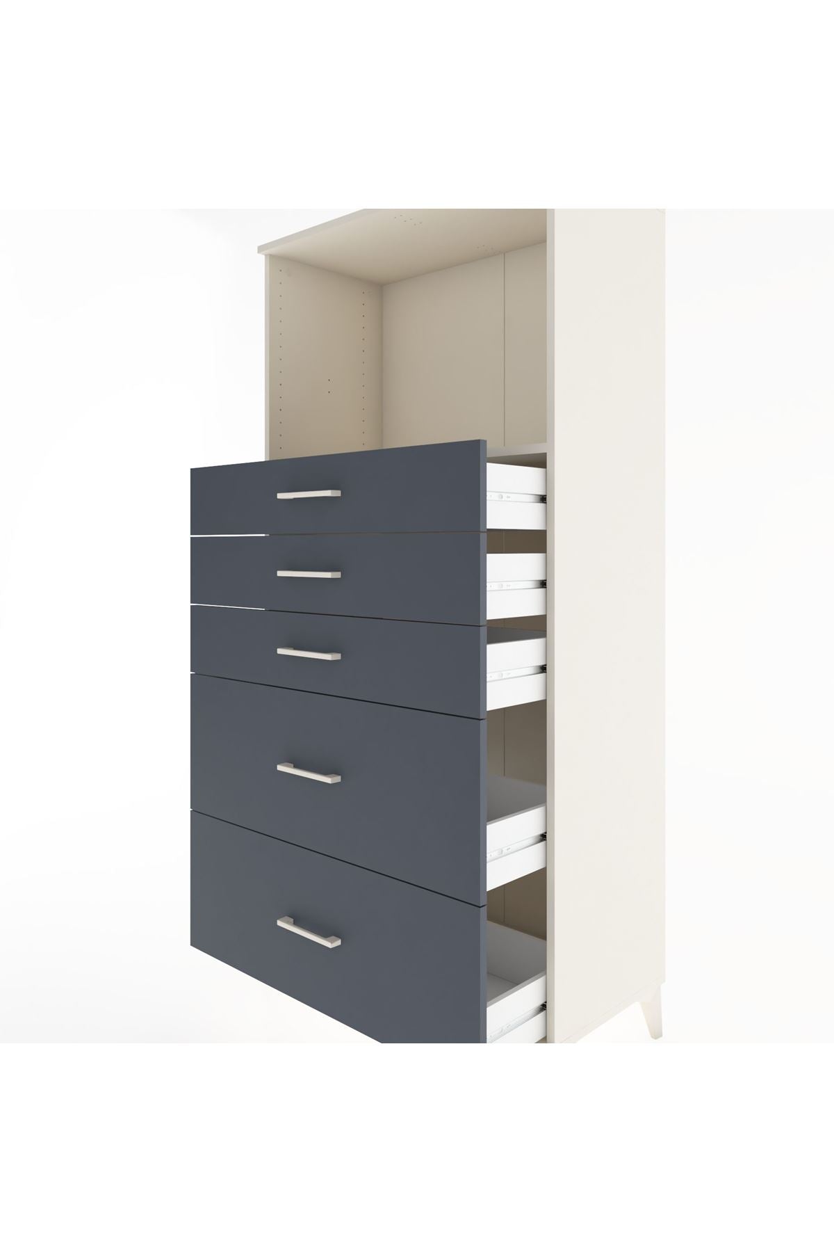 Hyperion Dolap Tek Raflı 5 Çekmeceli 88x44x182 - S57M046V2B