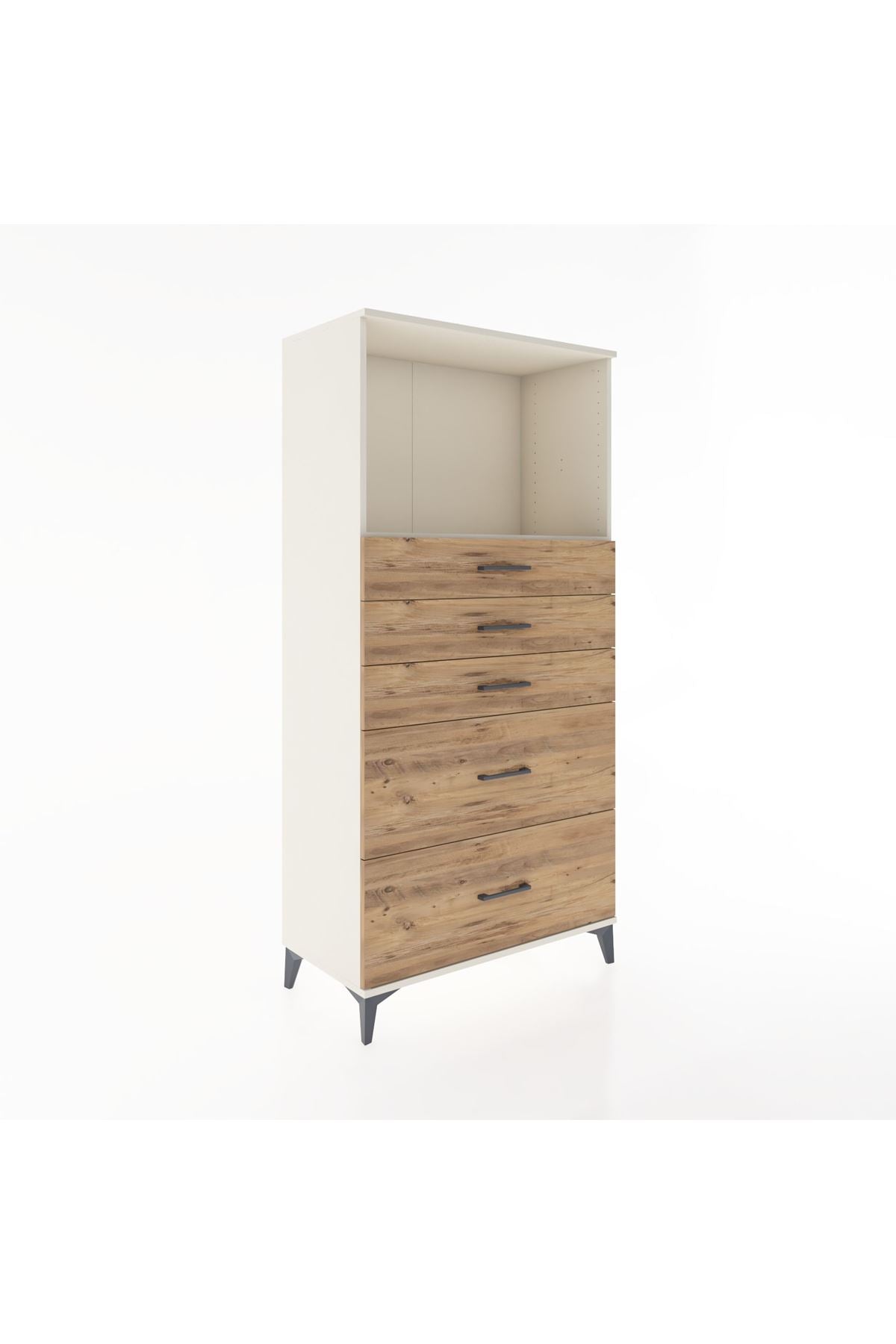 Hyperion Dolap Tek Raflı 5 Çekmeceli 88x44x182 - S57M046V3B