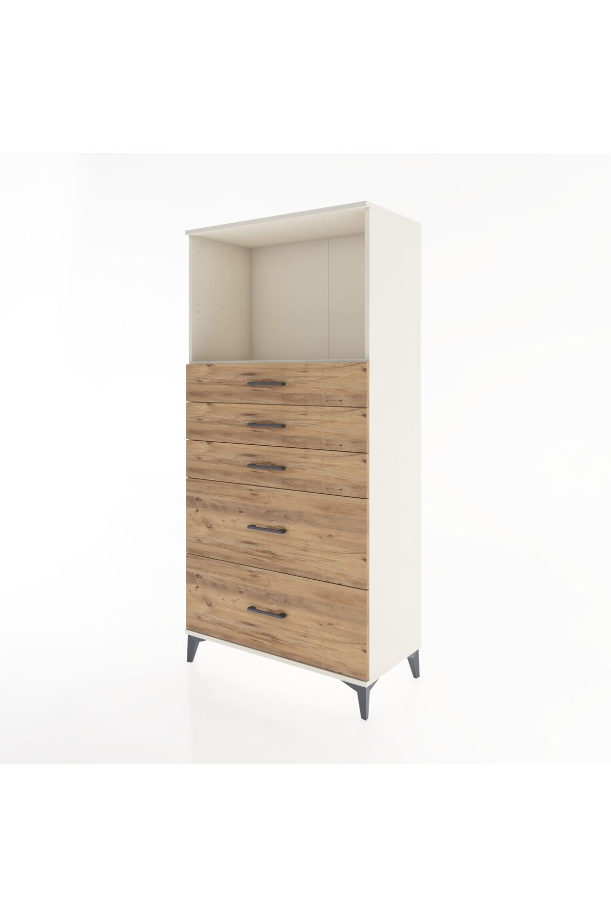 Hyperion Dolap Tek Raflı 5 Çekmeceli 88x44x182 - S57M046V3B