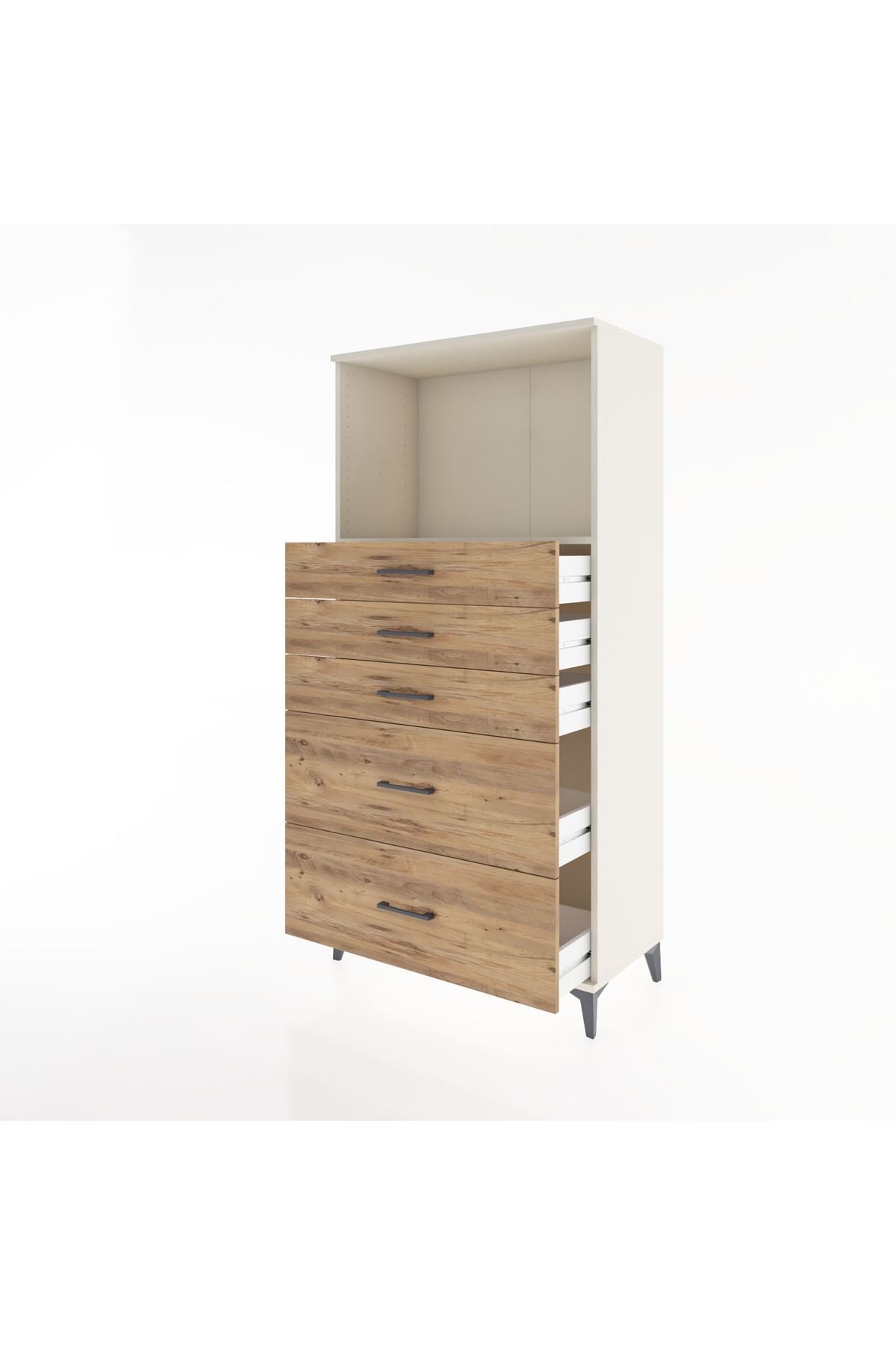 Hyperion Dolap Tek Raflı 5 Çekmeceli 88x44x182 - S57M046V3B
