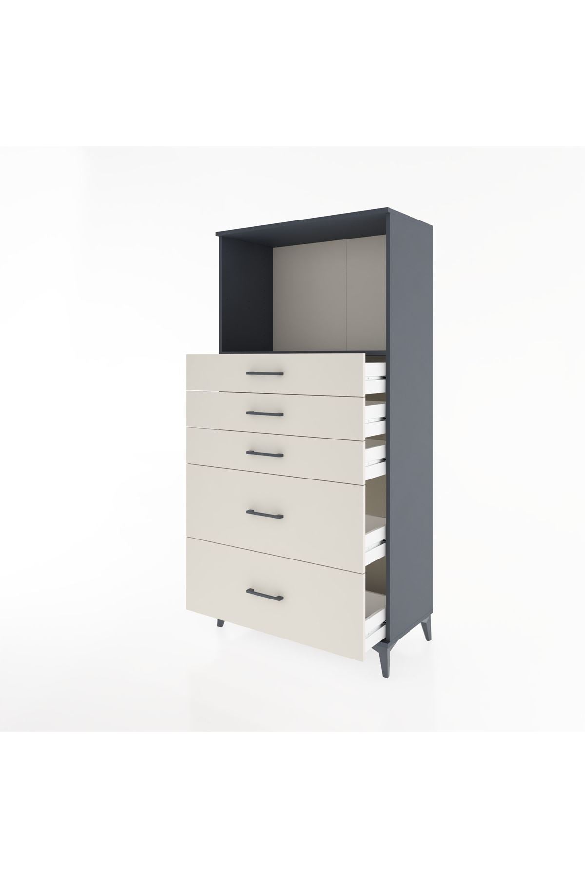 Hyperion Dolap Tek Raflı 5 Çekmeceli 88x44x182 - S57M046V4B