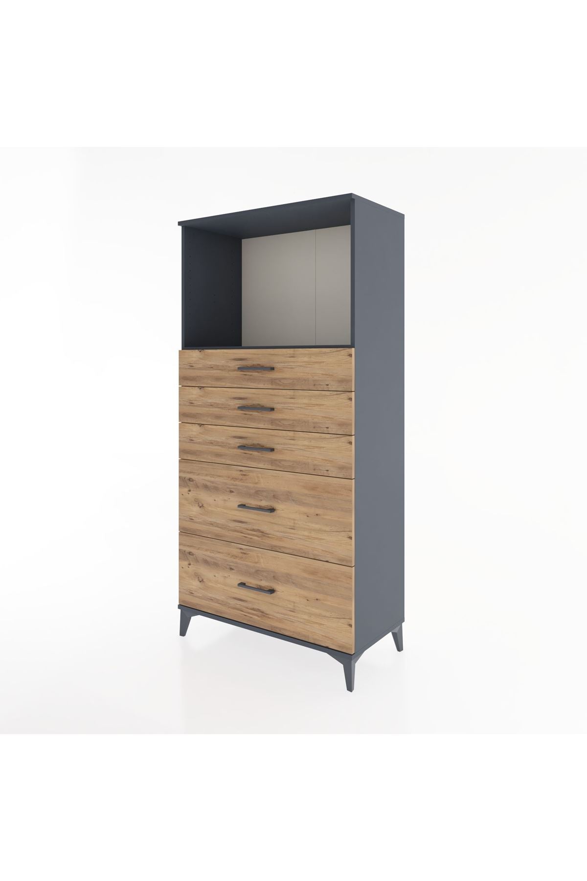 Hyperion Dolap Tek Raflı 5 Çekmeceli 88x44x182 - S57M046V6B