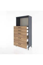 Hyperion Dolap Tek Raflı 5 Çekmeceli 88x44x182 - S57M046V6B