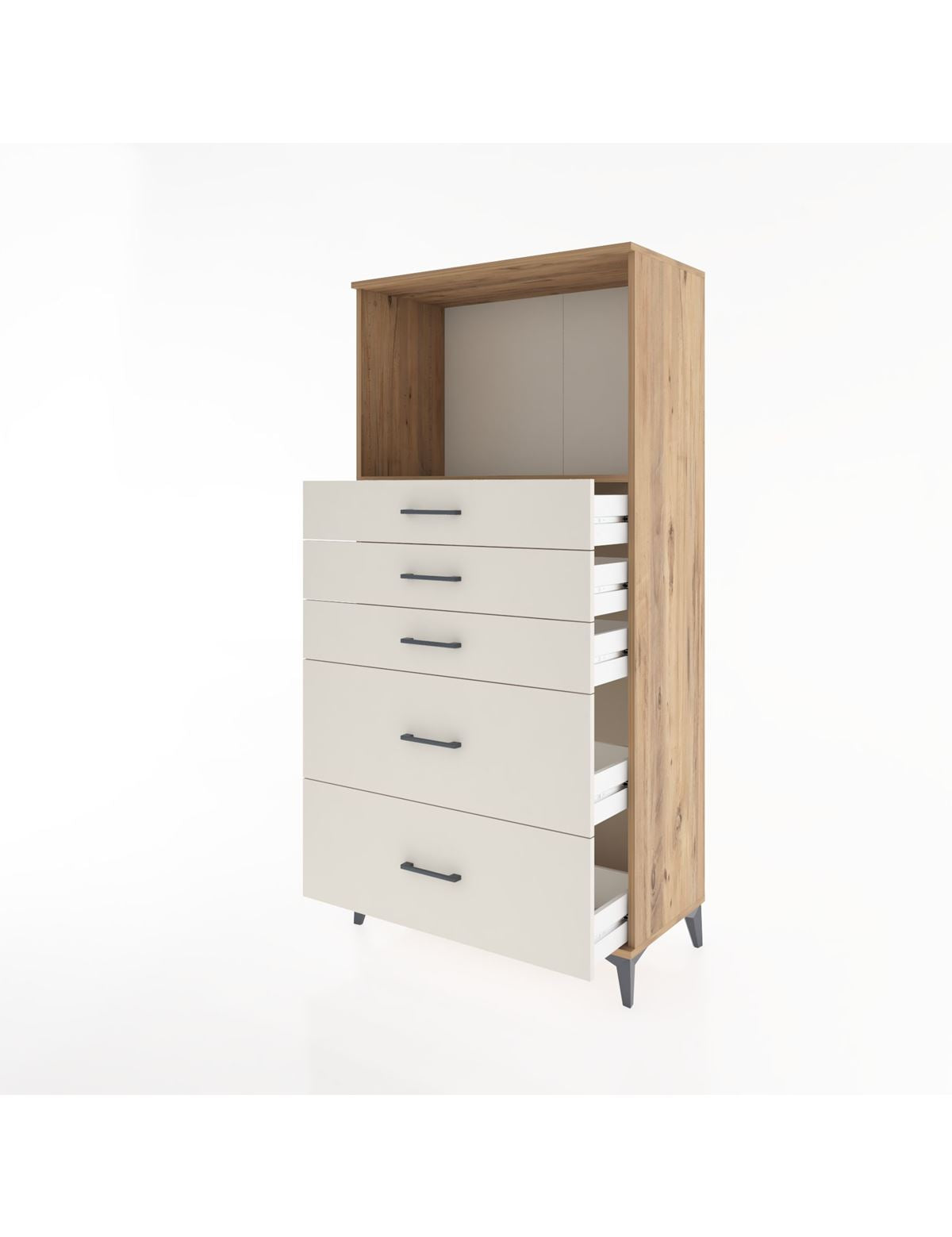 Hyperion Dolap Tek Raflı 5 Çekmeceli 88x44x182 - S57M046V7B