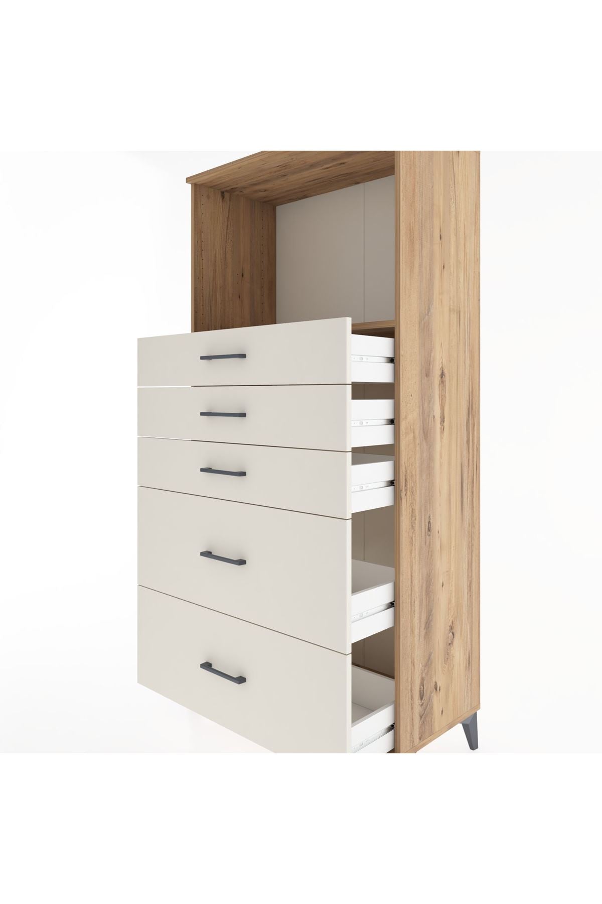 Hyperion Dolap Tek Raflı 5 Çekmeceli 88x44x182 - S57M046V7B