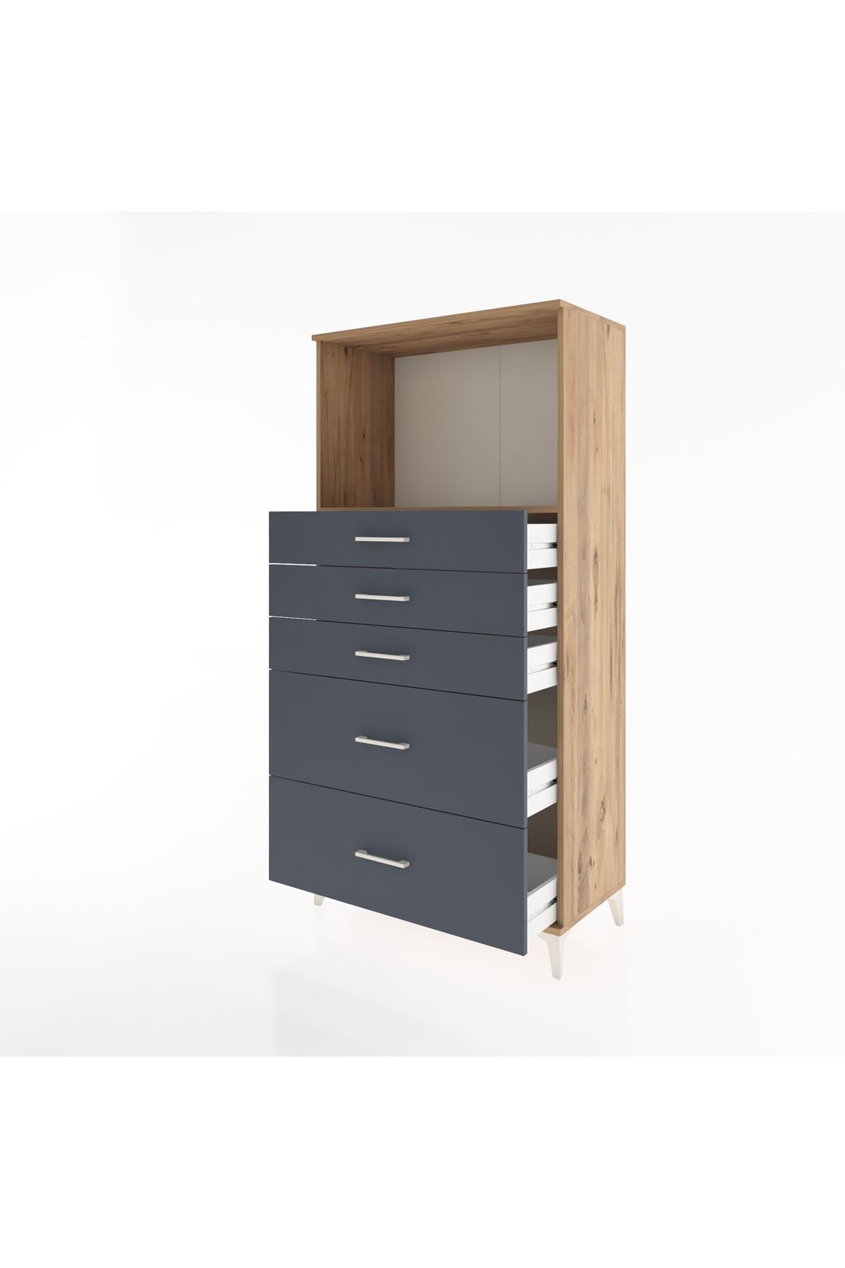 Hyperion Dolap Tek Raflı 5 Çekmeceli 88x44x182 - S57M046V8B