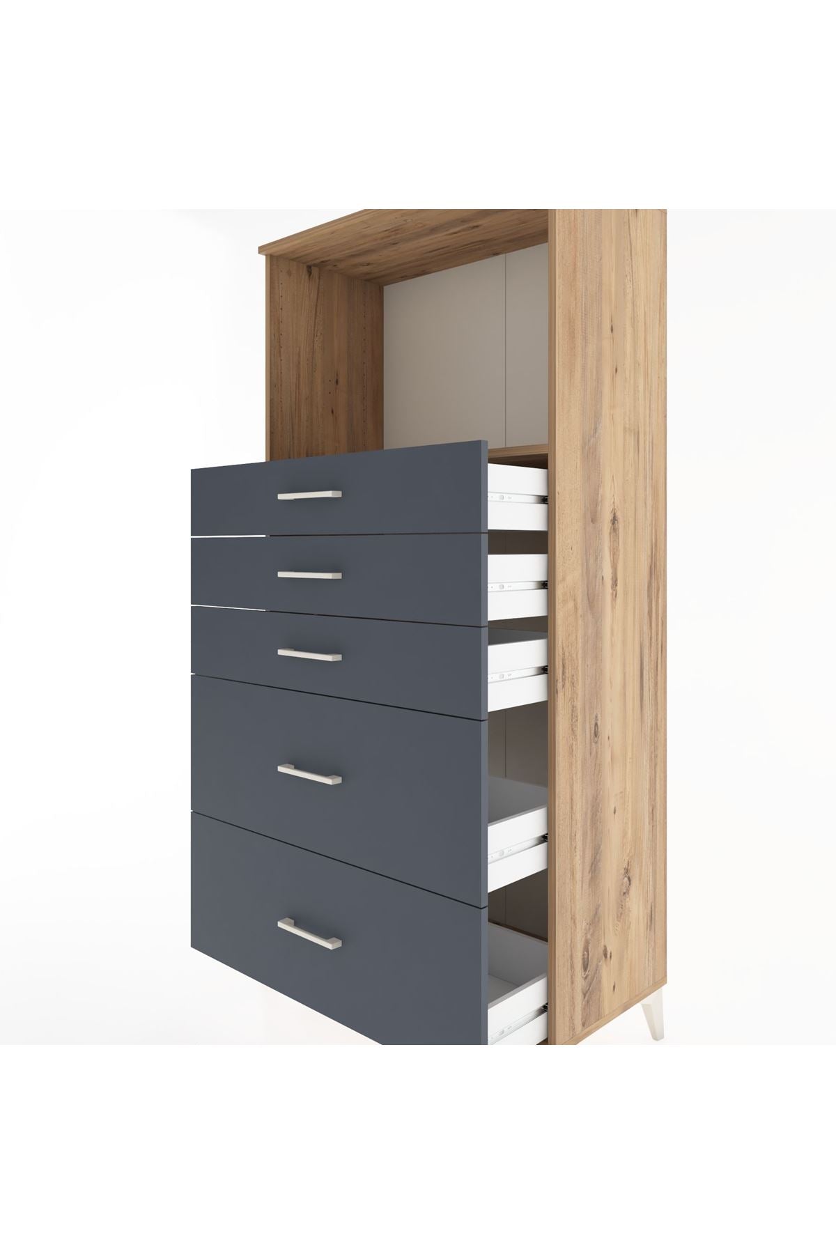 Hyperion Dolap Tek Raflı 5 Çekmeceli 88x44x182 - S57M046V8B