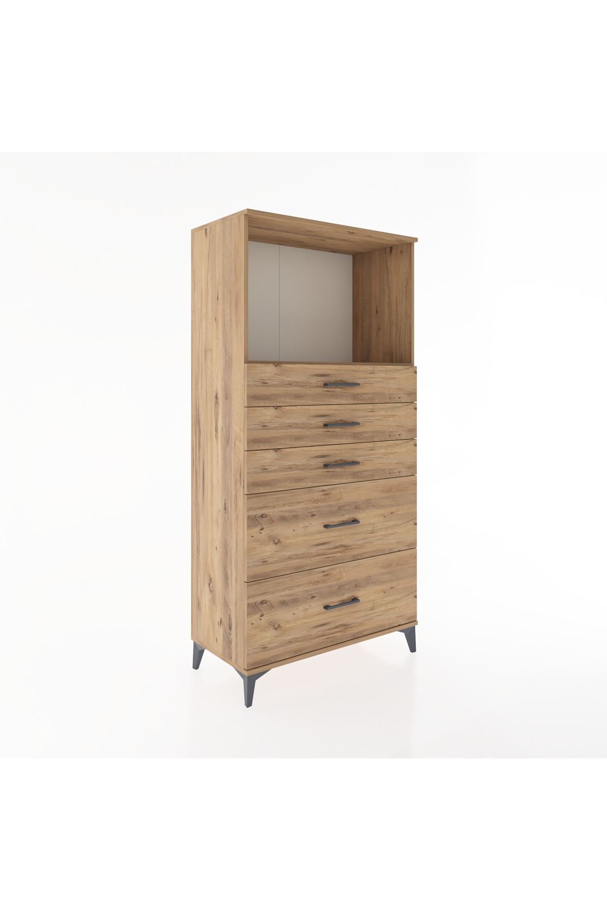 Hyperion Dolap Tek Raflı 5 Çekmeceli 88x44x182 - S57M046V9B