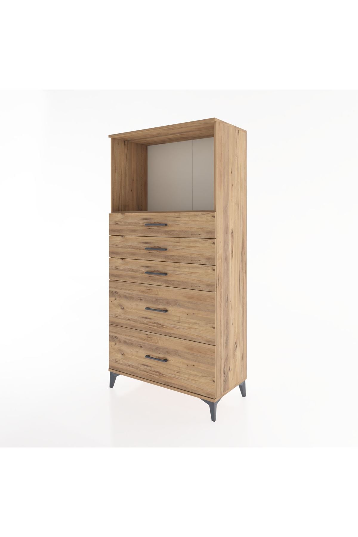 Hyperion Dolap Tek Raflı 5 Çekmeceli 88x44x182 - S57M046V9B