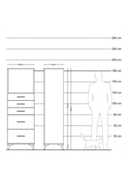 Hyperion Dolap Tek Raflı 5 Çekmeceli 88x44x182 - S57M046V9B